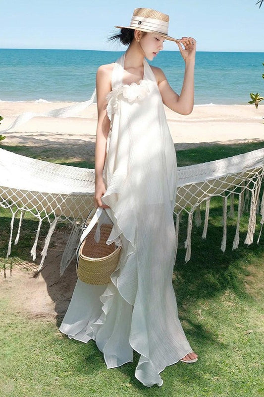 | Halter Slim Floral Maxi Dress