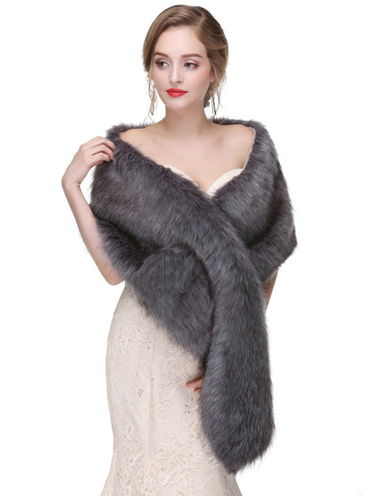 Faux Fur Wedding Wrap Shawl Bridal Winter Warm Cover Ups