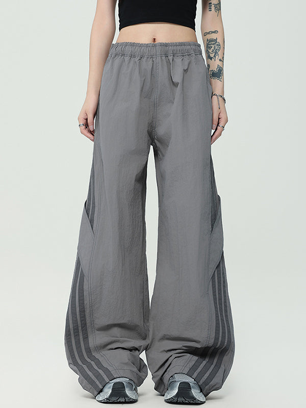Stripe Print Wide Leg Pants