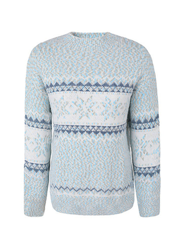 Snowflake Jacquard Mock Neck Sweater