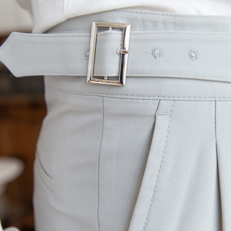 High Waist Pleated Trousers | Gurkha Closure | Maison Collection