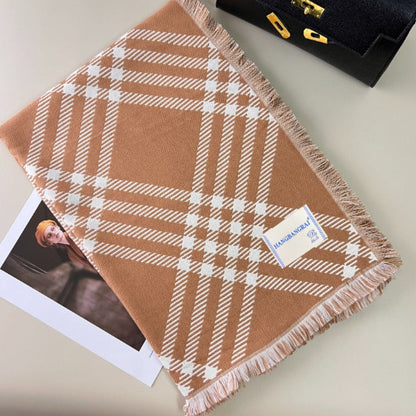 Classic Checkered Wool Blend Scarf