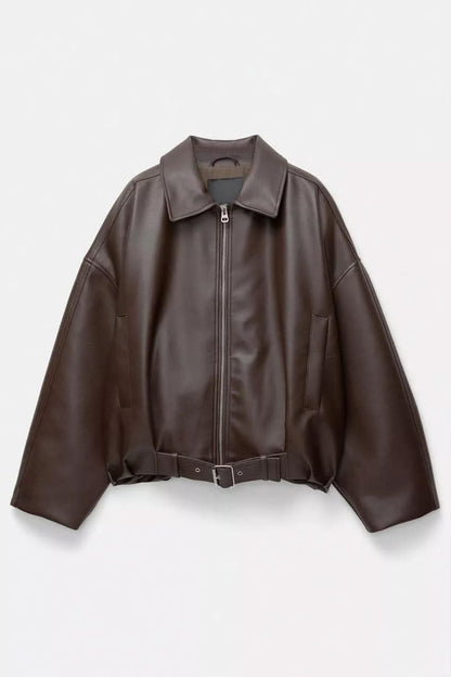 Indigo Leather Bomber Jacket