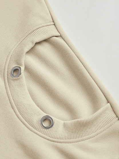 Letter Print Drawstring Eyelet Decor Pocket Oversized Hoodie