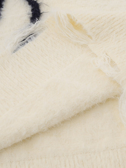 Contrast Color Spider Jacquard Sweater