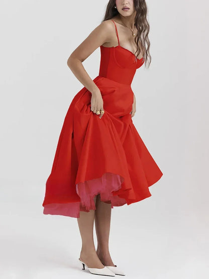 Lace-Draped Off-Shoulder Midi Dress