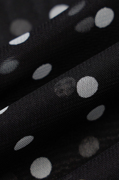 Sheer Mesh Polka Dot Cowl Neck Spaghetti Strap Overlay Maxi Dress