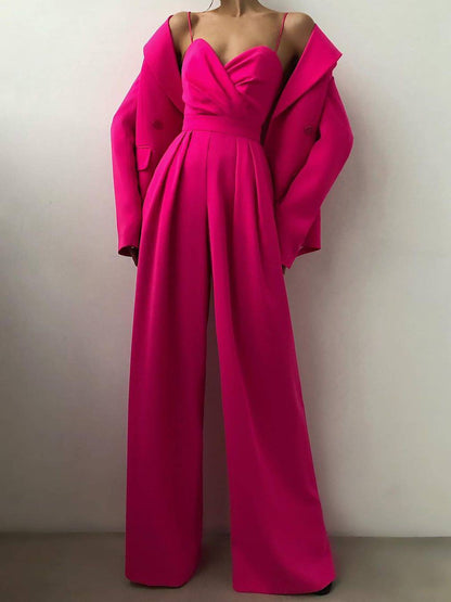 Suspender Tight Waist Straight Mopping Minimalist Jumpsuit
