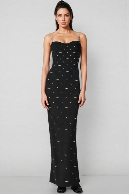 Tavib Beaded Backless Strapless Maxi Dress