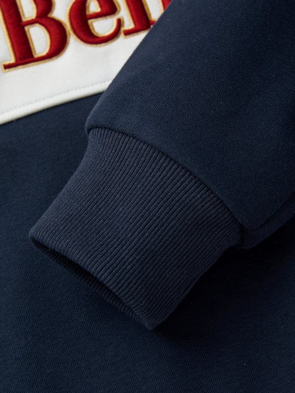 Color Block Splice Letter Embroidery Print Sweatshirt