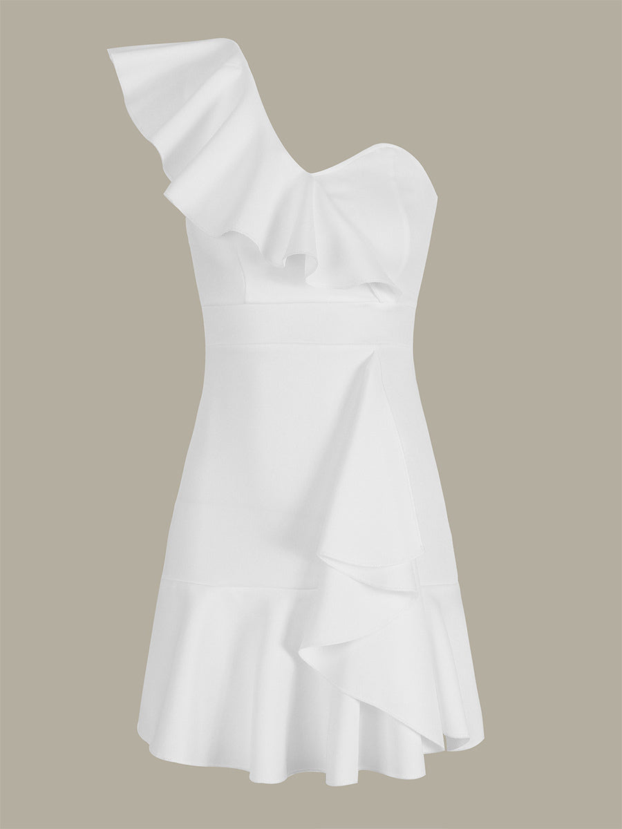 Bodycon Dress Ruffles One Shoulder Festival Vibe Coachella Mini Dresses