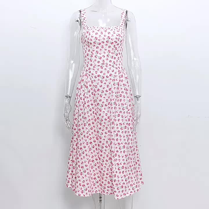 Corset Dress Mini Floral Strap Shoulder Backless Party Midi Dresses