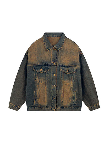 Ombre Washed Loose Denim Jacket