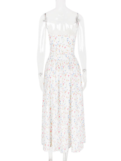Corset Dress Mini Floral Ultra Spaghetti Strap Backless Party Midi Dresses