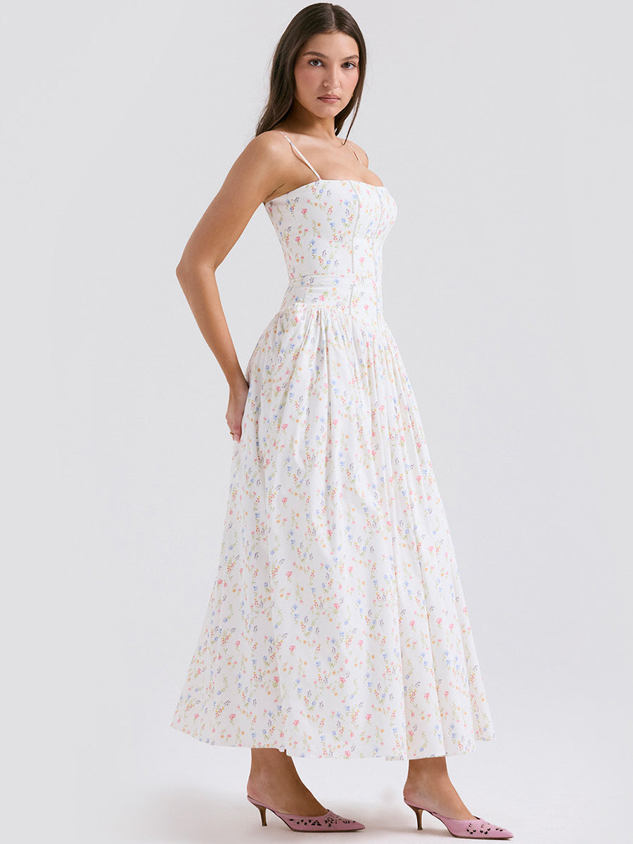 Corset Dress Mini Floral Ultra Spaghetti Strap Backless Party Midi Dresses