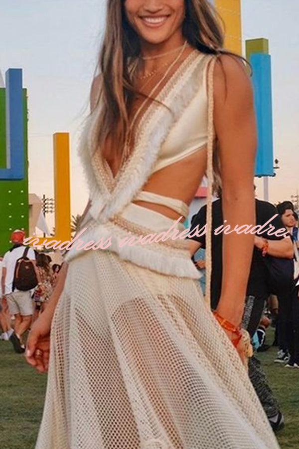Sexy Deep V Hollow Backless Strappy One-piece Bikini Swimsuit
