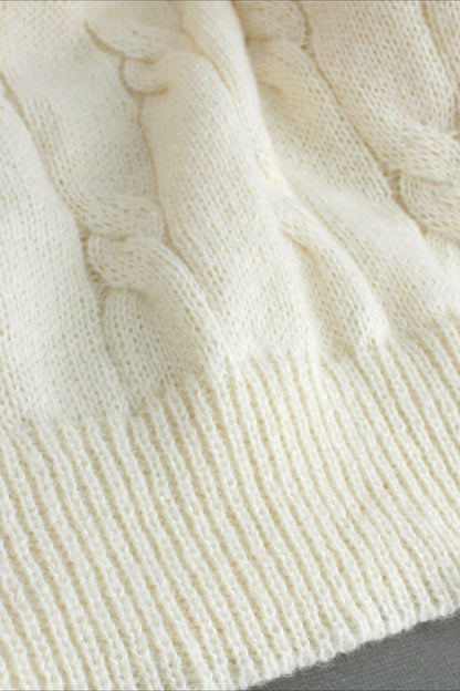Solid Color Long Sleeve Cable Knit Sweater Dress