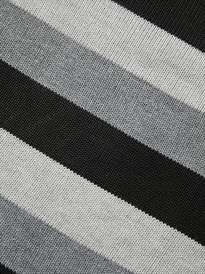 Stripe Button Decor Knit Sweater