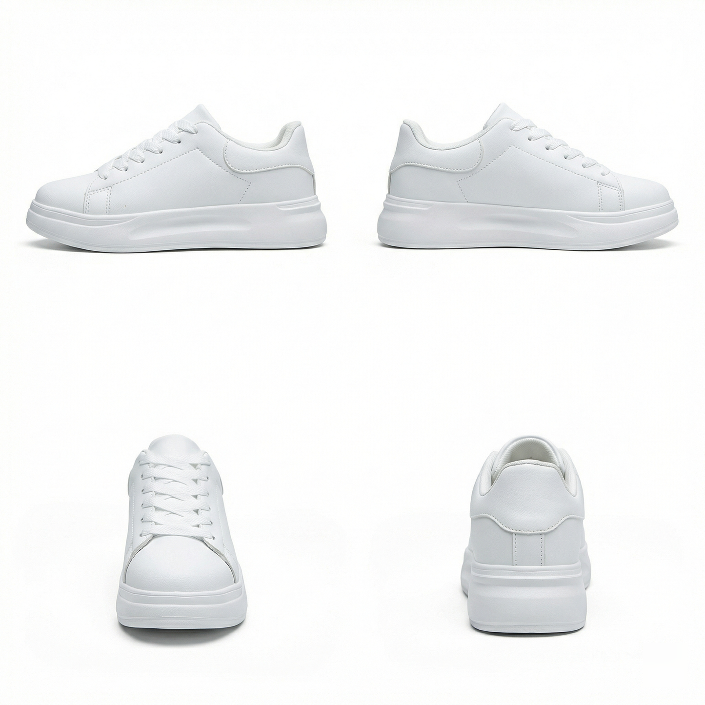 Women's White Textile Lace-Up Sneakers – Orthopedic Casual Comfort Trainers