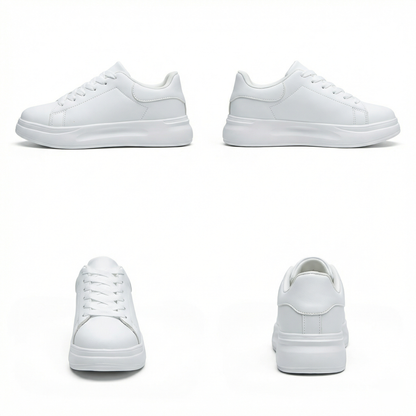Women's White Textile Lace-Up Sneakers – Orthopedic Casual Comfort Trainers