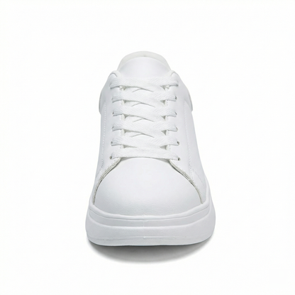 Women's White Textile Lace-Up Sneakers – Orthopedic Casual Comfort Trainers