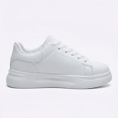 Women's White Textile Lace-Up Sneakers – Orthopedic Casual Comfort Trainers
