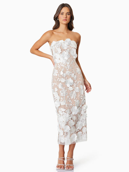 Applique Birthday Party Dress Off The Shoulder Backless Slit Midi Dresses
