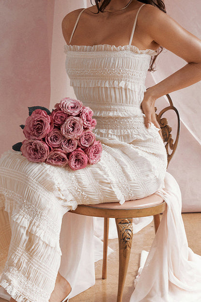 Ruffle Edge Textured Cami Party Dress