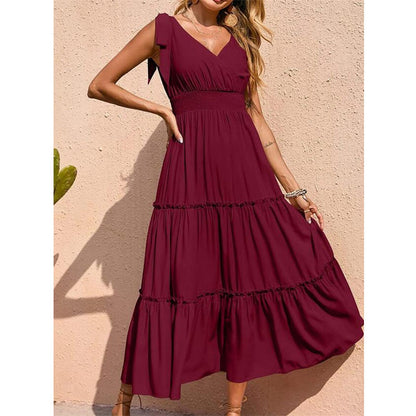 Summer V-Neck Sleeveless Maxi Dress in Multiple Colors