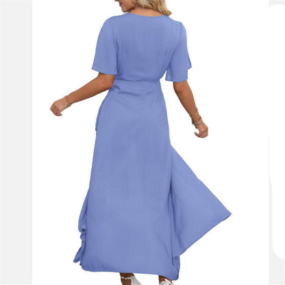 Elegant Bohemian V-Neck Slit Maxi Dress for All Occasions