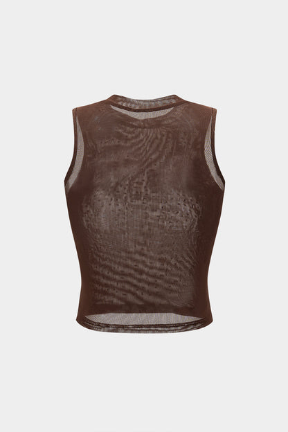 Mesh Rhinestone Sleeveless Tank Top