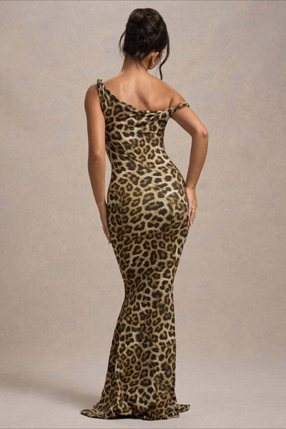 Print One-Shoulder Bodycon Party Dress