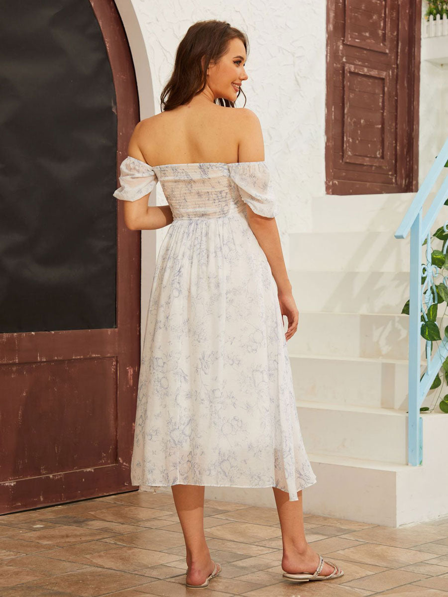 Convertible Dress Floral Lace Up Backless Summer Casual Midi Dresses