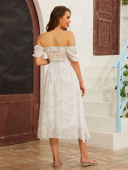 Convertible Dress Floral Lace Up Backless Summer Casual Midi Dresses