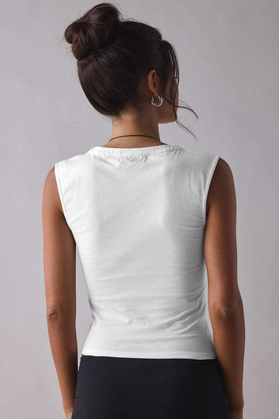 Deep V Ruched Sleeveless Tank Top