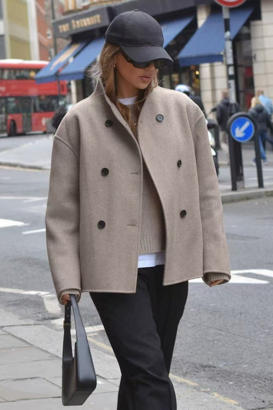 Winter Wool Stand Collar Long Jacket