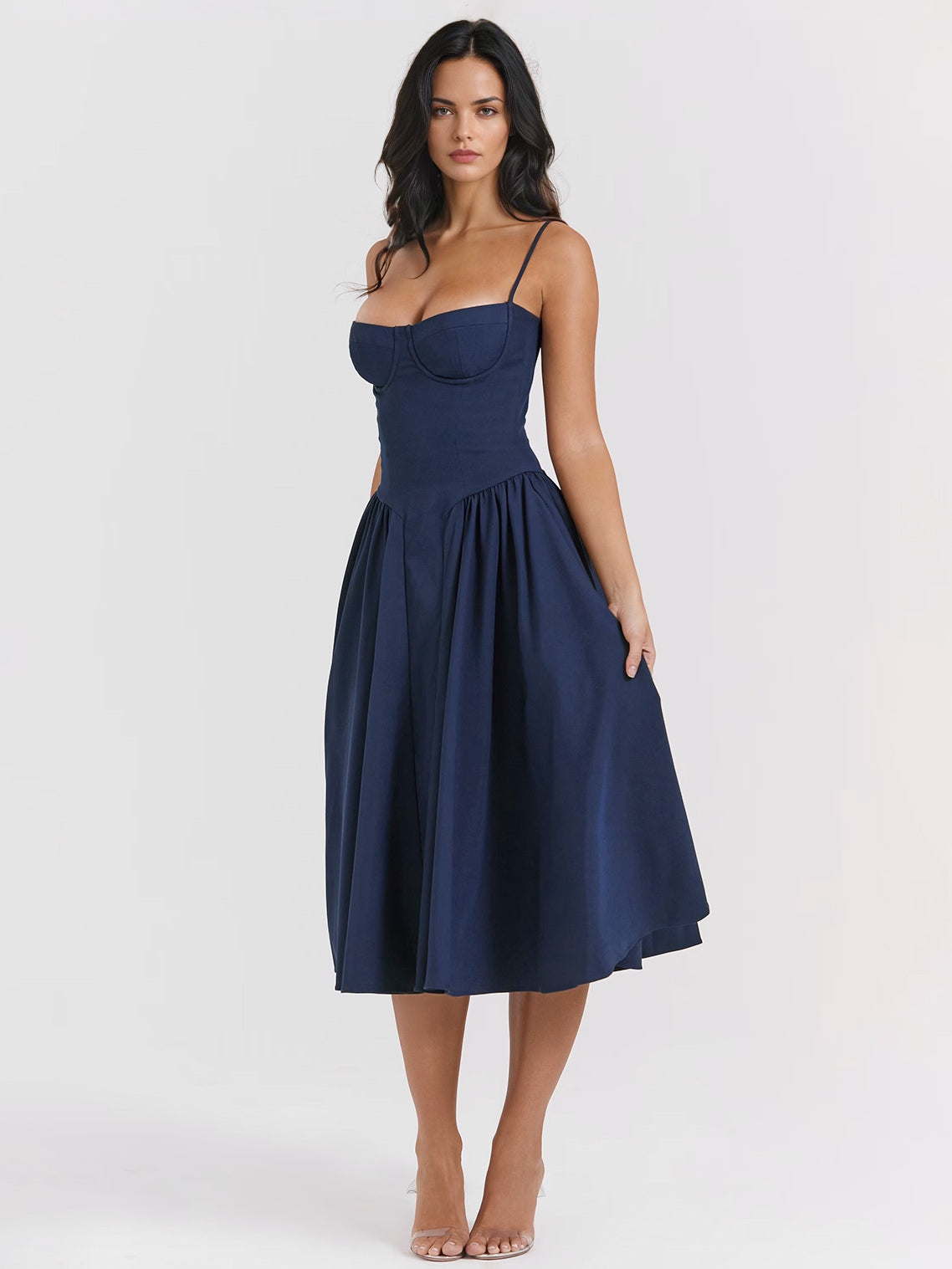 Corset Dress Spaghetti Strap Backless Brunch Birthday Party Midi Dresses