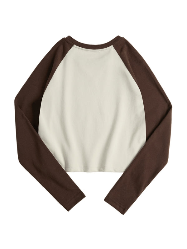 Blurred Heart Print Raglan Long Sleeve Tee