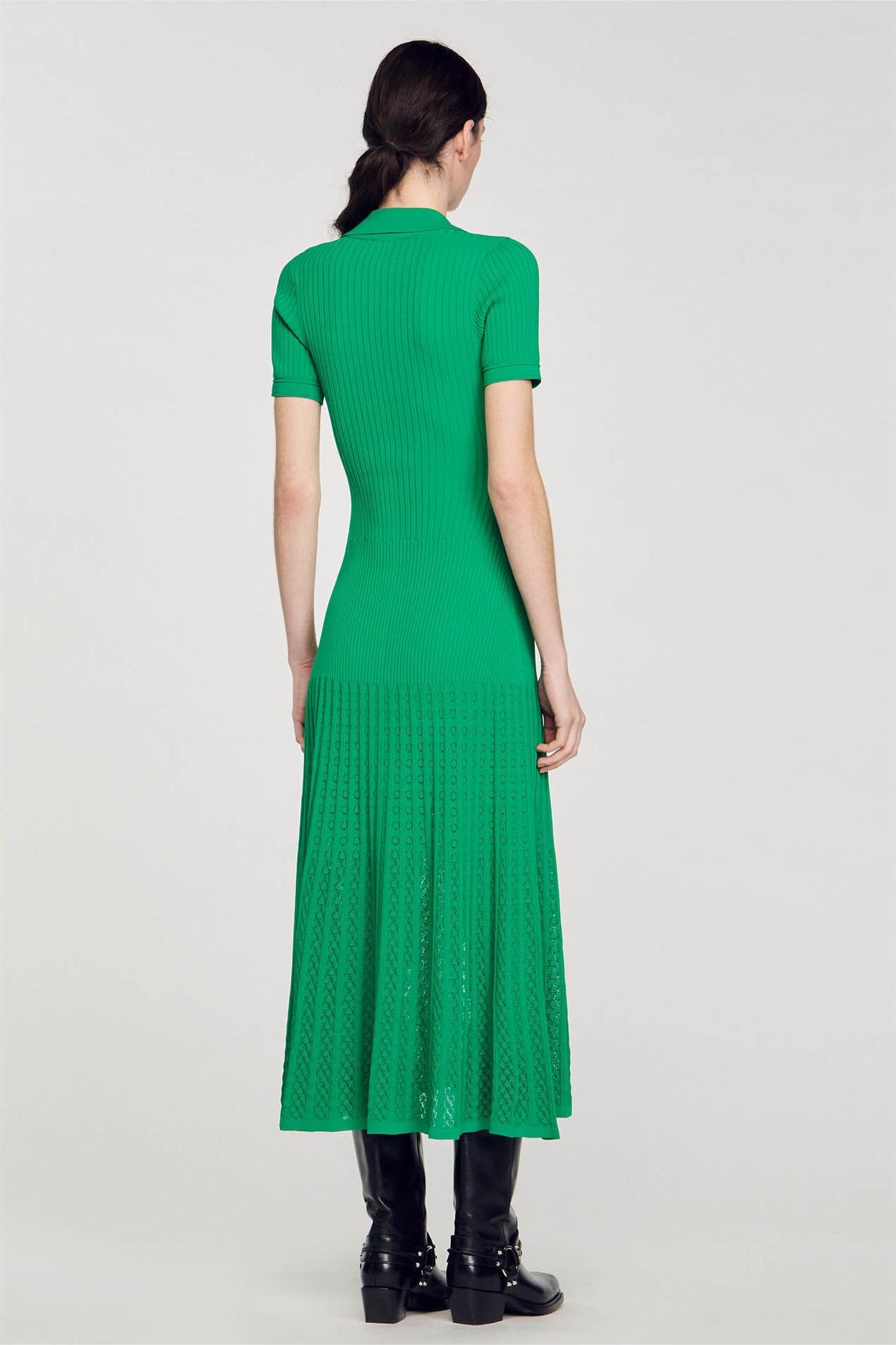 Jersey Flapped Metal Button Midi Dress