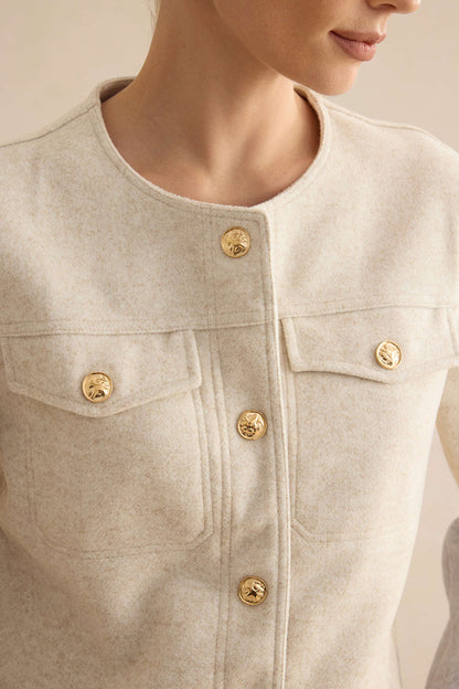 Button And Pocket Metallic Jacket