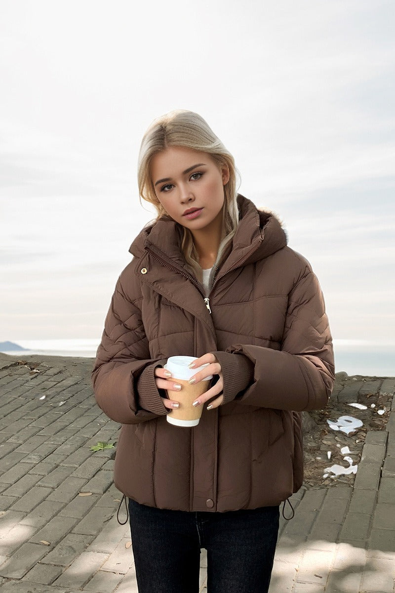 Quilted Down Blend Cropped Coat