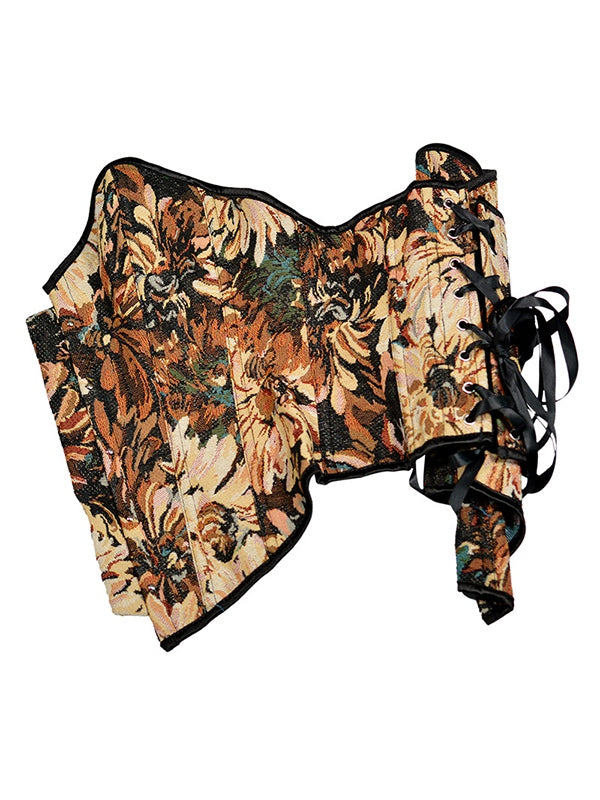 Oil Painting Print Tie Back Corset Top