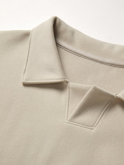 Solid Color Lapel Neck Oversized Hoodie