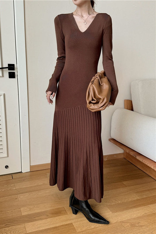 | Knit Fitted Mermaid Hem Maxi Dress