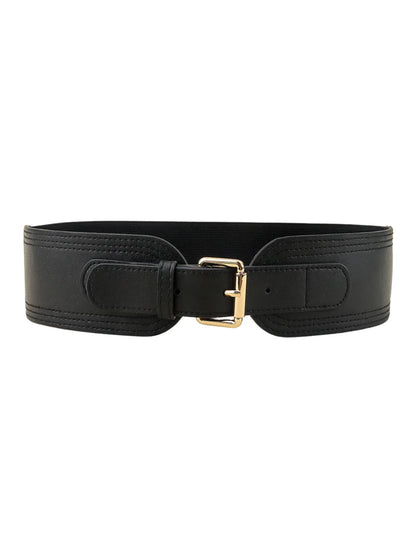 Faux Leather Buckle Corset Belt
