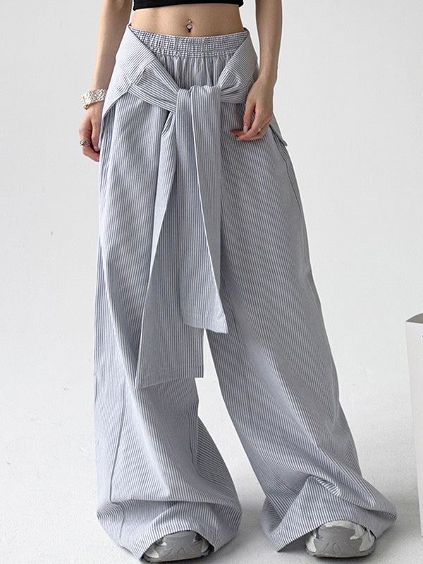 Stripe Print Wide Leg Pants