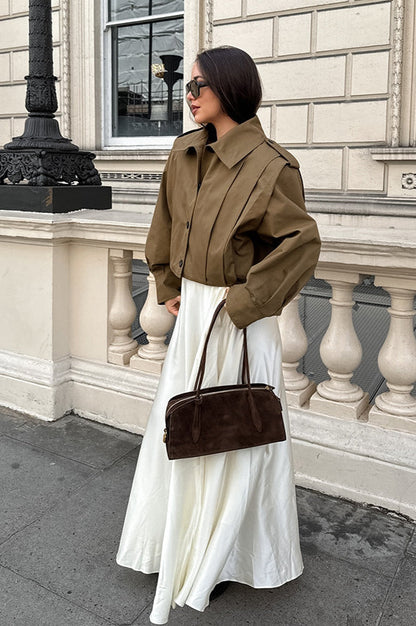 Chic Pleated Detail Short Coat