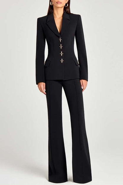 Metal Button Long Sleeve Blazer