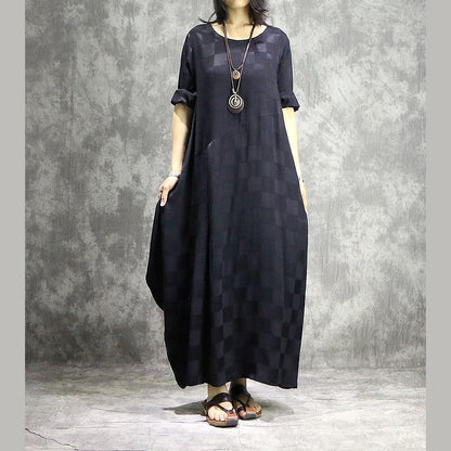 French o neck silk dresses Fabrics black Maxi Dress summer
