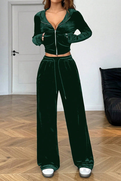 | Relaxed Solid Crop Two Piece Set